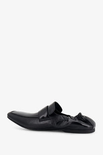 Balenciaga men’s palermo bb black leather slip-on loafer with sleek minimalist design and elasticized heel for comfort