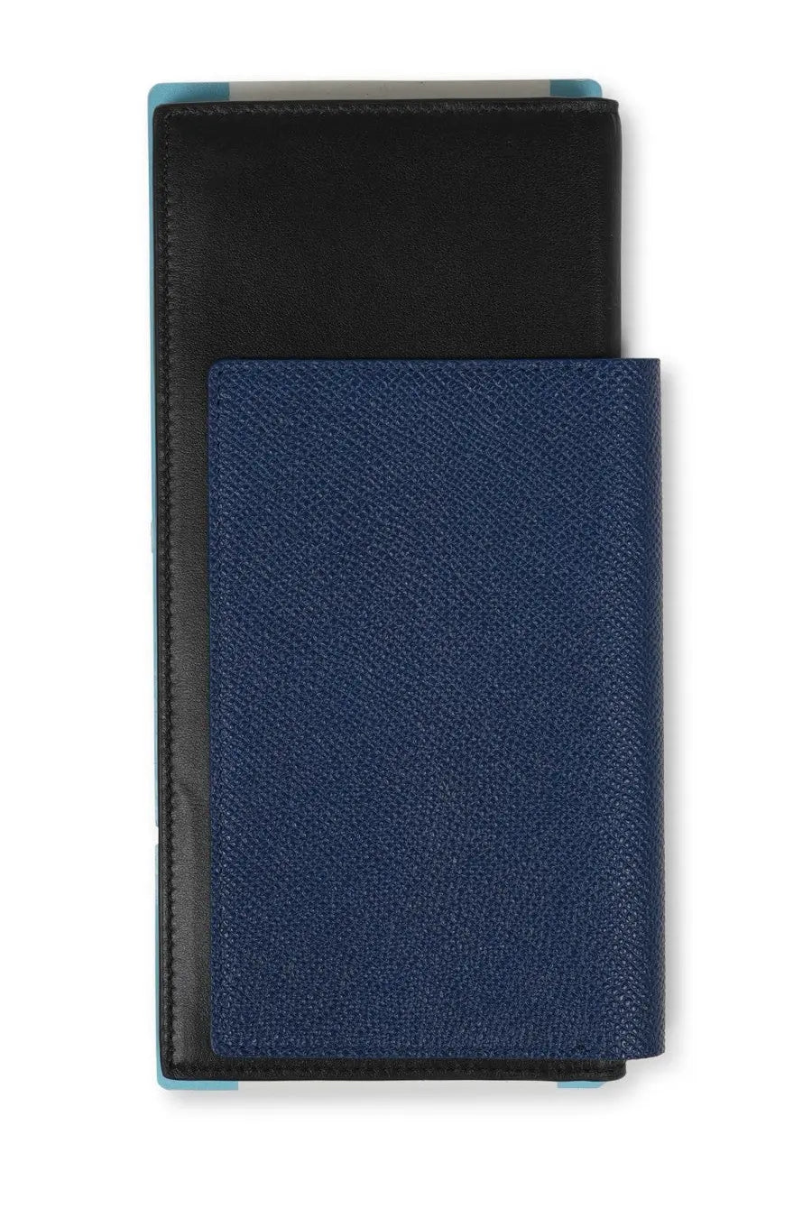 Navy blue textured leather balenciaga men’s passport wallet with black accents for travel organization