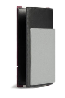 Balenciaga men’s passport wallet grey with sleek black and gray leather exterior and fine edge stitching
