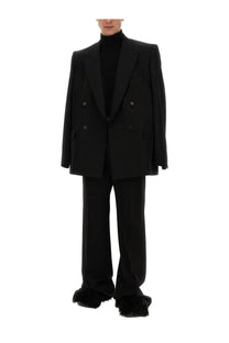 Balenciaga men’s black double-breasted blazer with structured shoulders and matte finish regular fit jacket