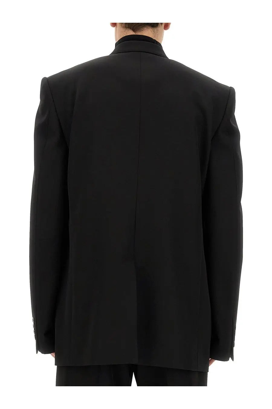 Balenciaga men’s regular fit black tailored blazer with structured shoulders and notched collar