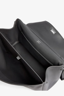 Balenciaga men’s rodeo messenger bag in black leather with silver hardware and minimalist design for crossbody use