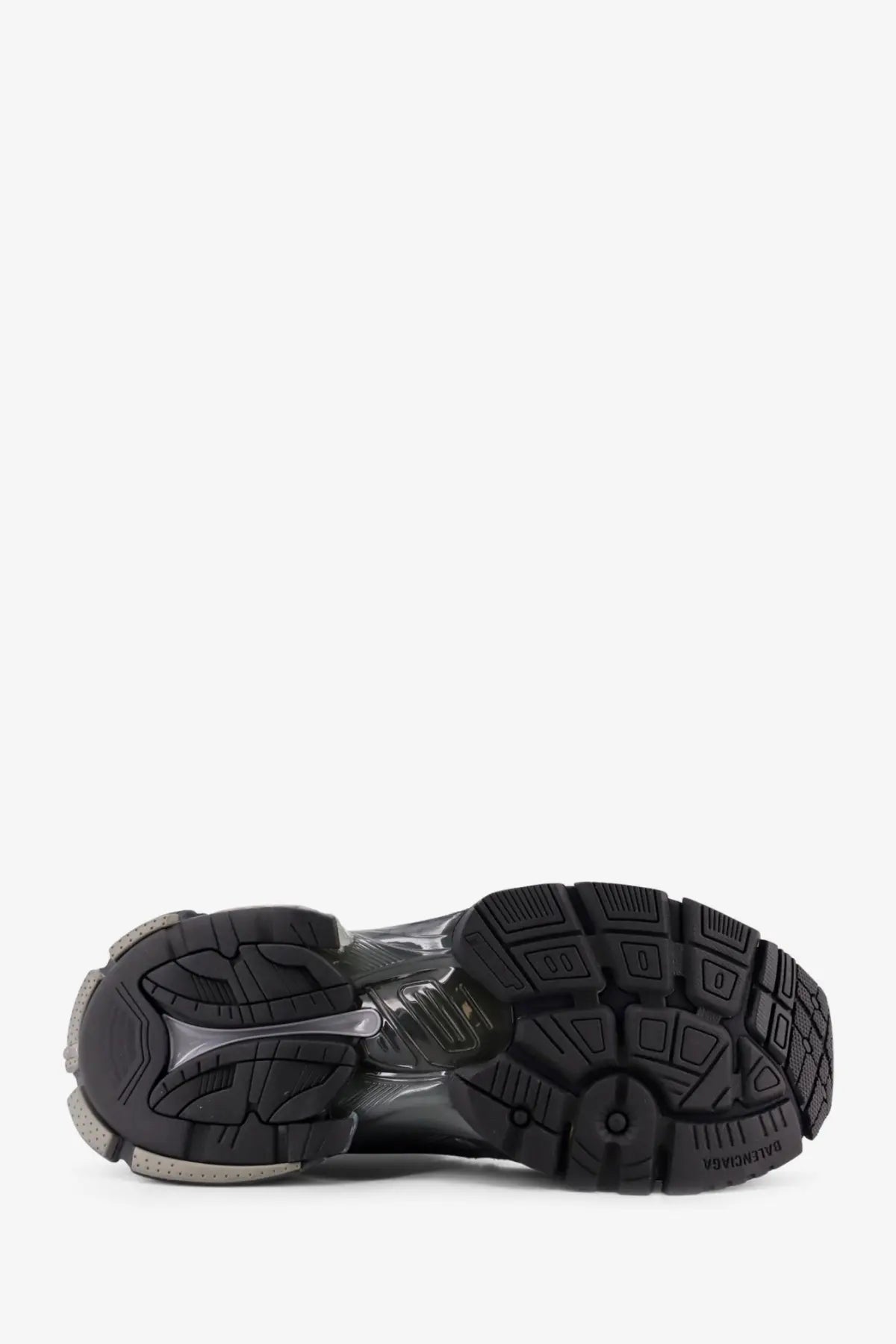 Balenciaga men’s runner low top grey suede sneakers black rubber sole with translucent midsole and embossed logo at heel