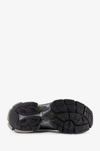 Balenciaga men’s runner low top grey suede sneakers black rubber sole with translucent midsole and embossed logo at heel