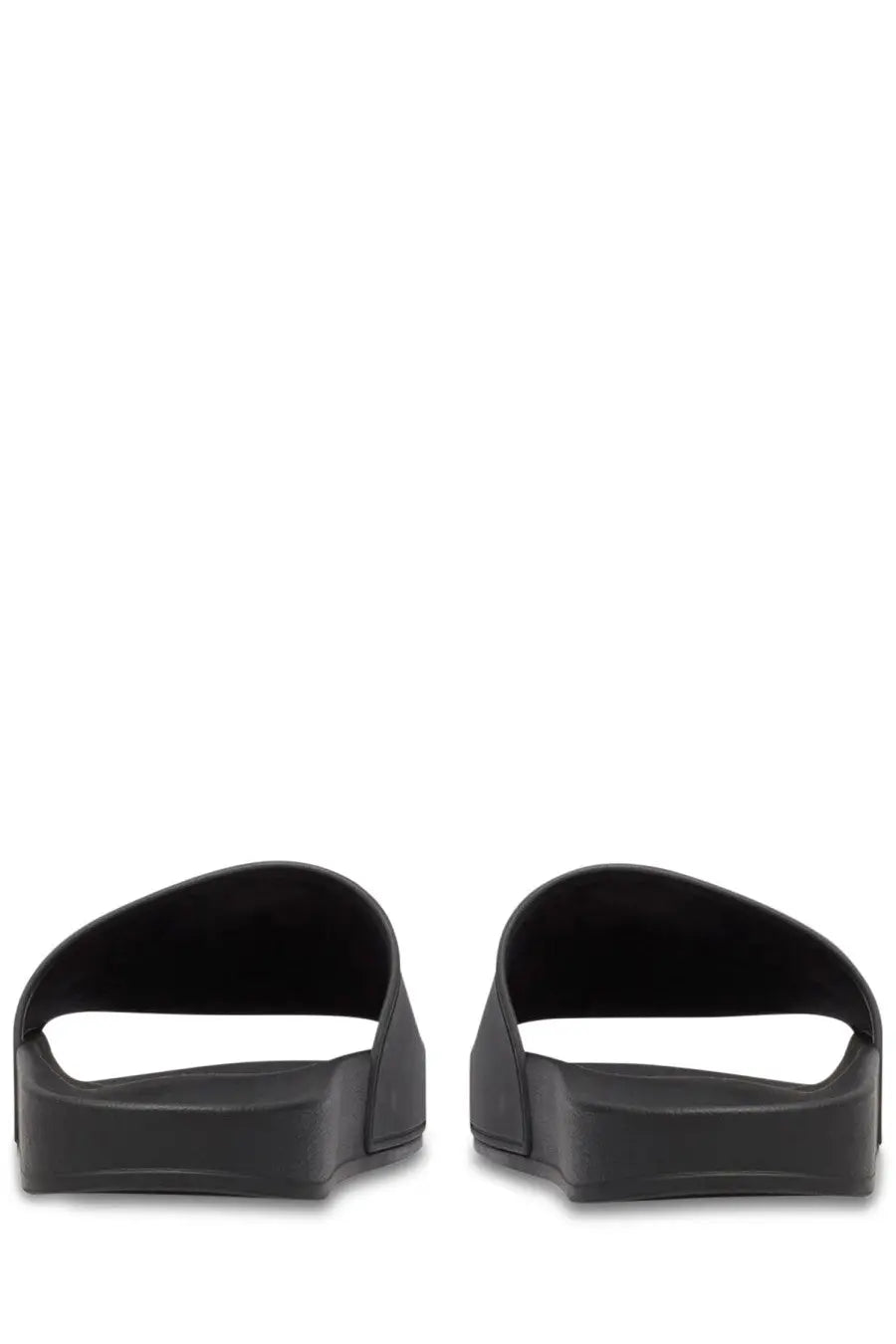 Balenciaga men’s slip on sandal black featuring black rubber slides with minimalist design and thick flat soles