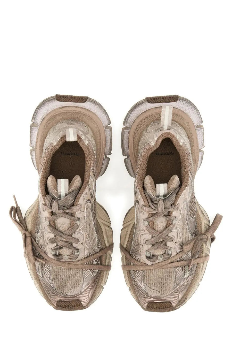 Balenciaga men’s sneaker 3xl white beige translucent mesh with layered chunky soles front view