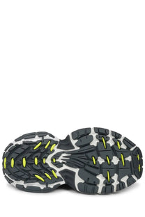 Balenciaga men’s sneaker 6xl multicolor with black and white rubber sole and neon yellow accent stripes visible from back