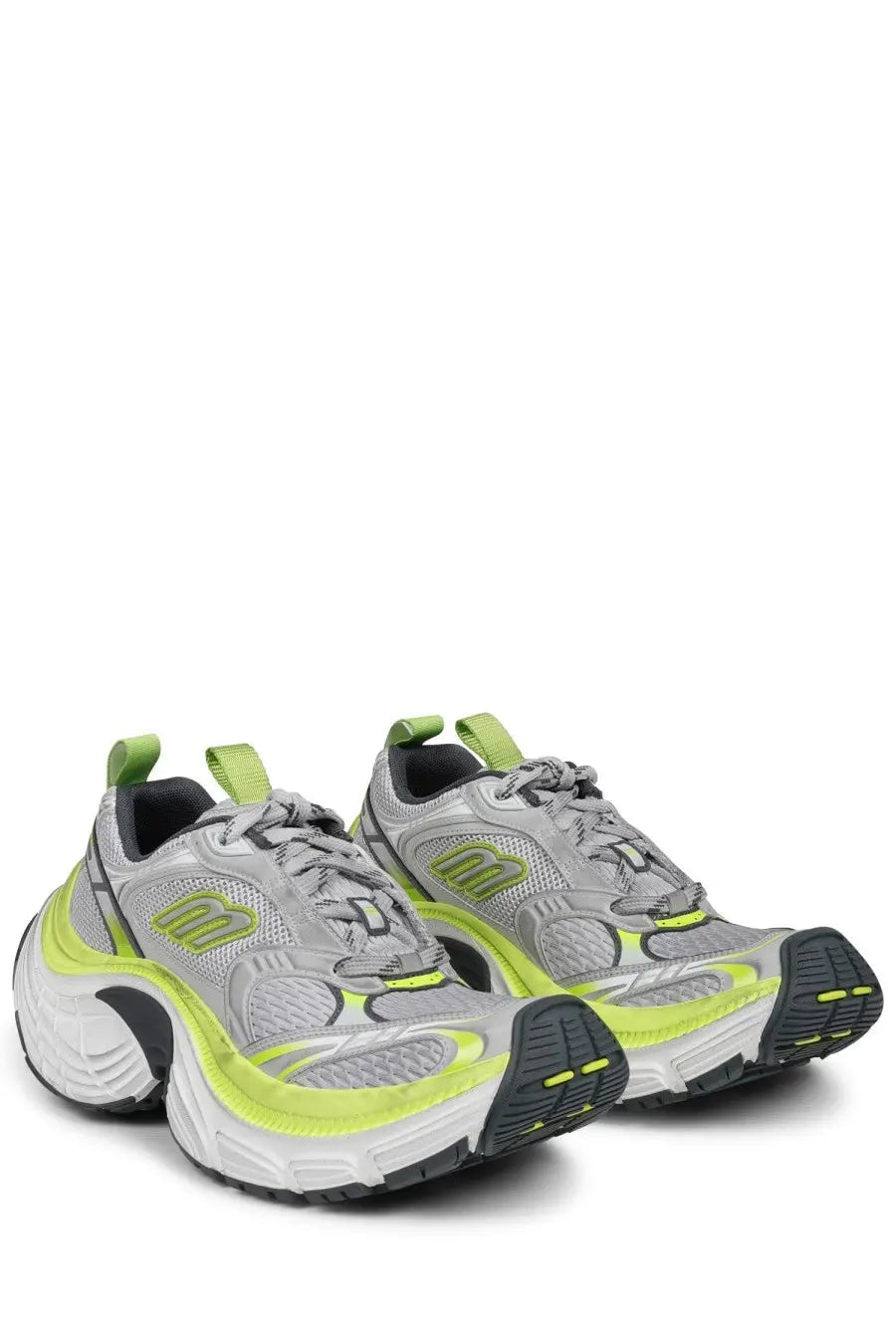 Balenciaga men’s sneaker 6XL multicolor gray and neon green chunky sneaker with bold layered design