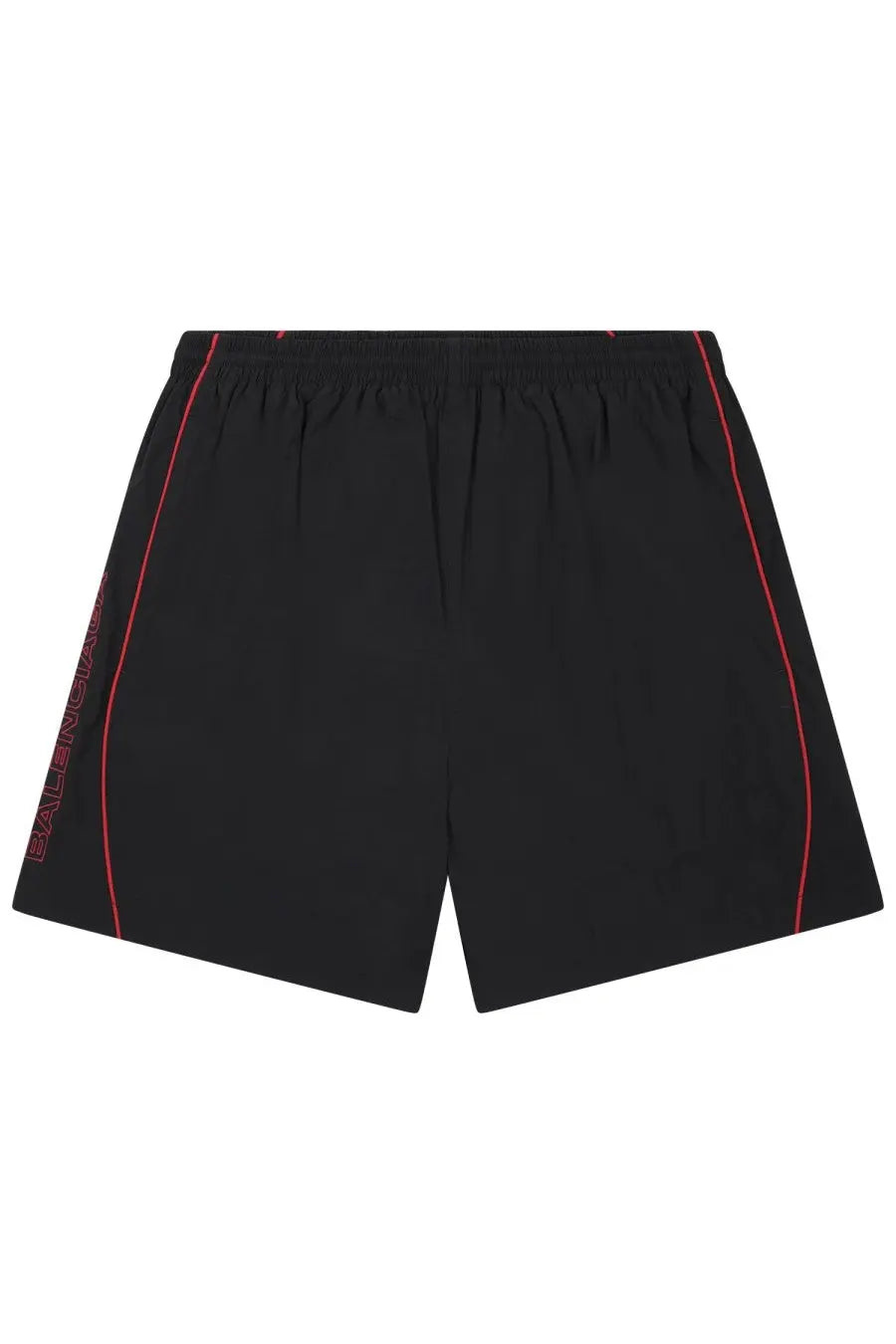 Balenciaga men’s sports shorts black with red piping and embroidered logo for athletic wear