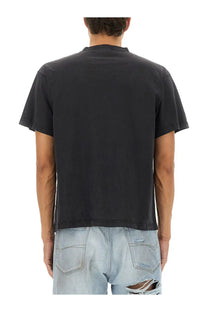 Balenciaga men’s standard black t-shirt with relaxed fit and subtle faded texture in short sleeves