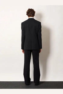 Balenciaga men’s standard tailored wool blazer black with structured fit and sharp lapels for formal wear