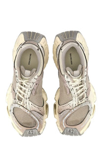 Balenciaga men’s stapler sneaker beige cream and gray with chunky layered design mesh panels and rubber soles