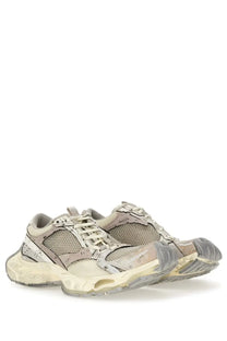 Balenciaga men’s stapler sneaker beige featuring beige and gray mesh with a chunky layered sole design