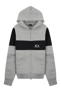Balenciaga men’s sweatshirt grey zip-up hoodie with gray and black color-block design and contrasting panels