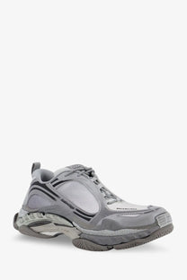 Balenciaga men’s triple s2 gradient mesh and nylon insert sneakers in grey with black branding and chunky rubber sole