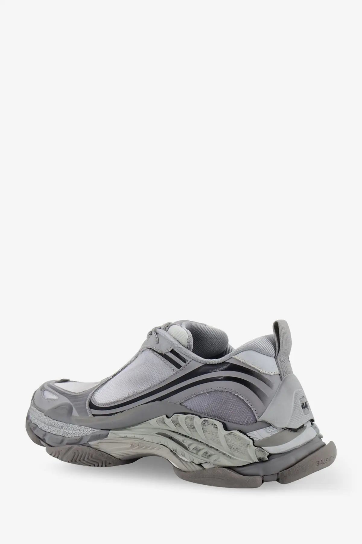 Balenciaga men’s triple s2 grey sneaker with black gradient mesh and nylon insert and chunky layered sole design