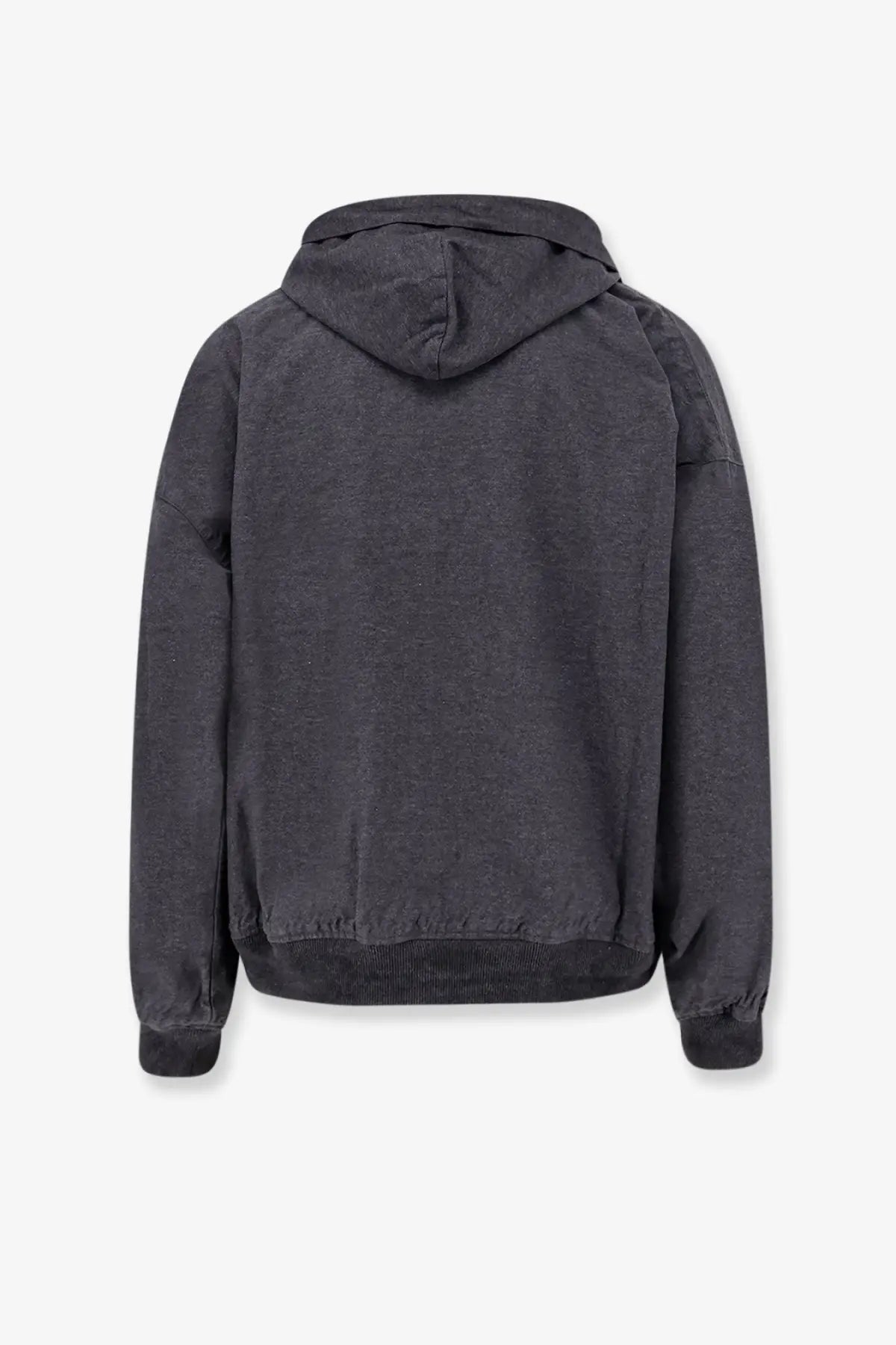 Dark gray Balenciaga men’s sweatshirt made of cotton with a relaxed fit and ribbed cuffs in tromphe loeil style