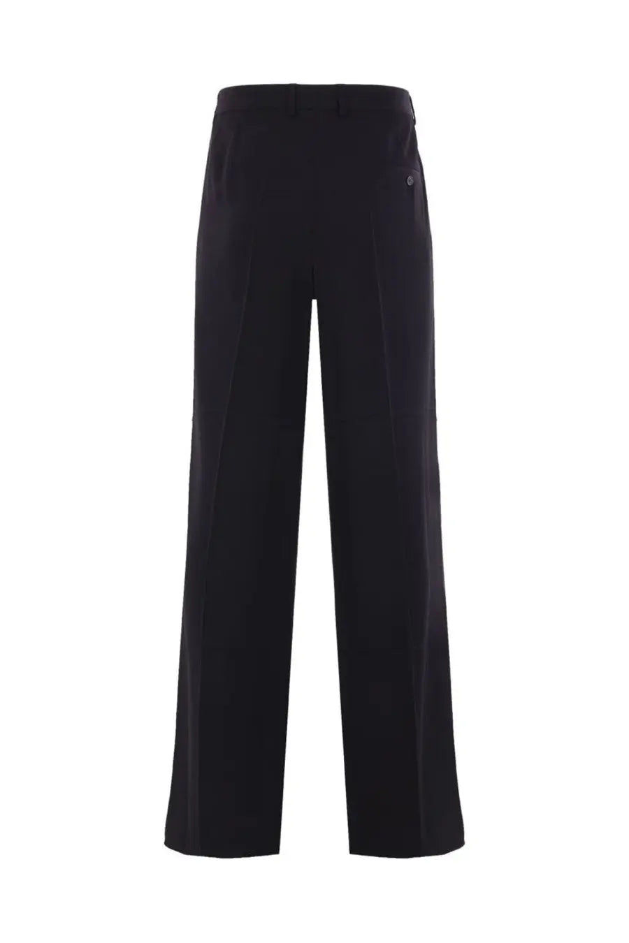 Balenciaga men’s black wool blend tailored pants with a straight-leg cut and subtle pleats at the waist