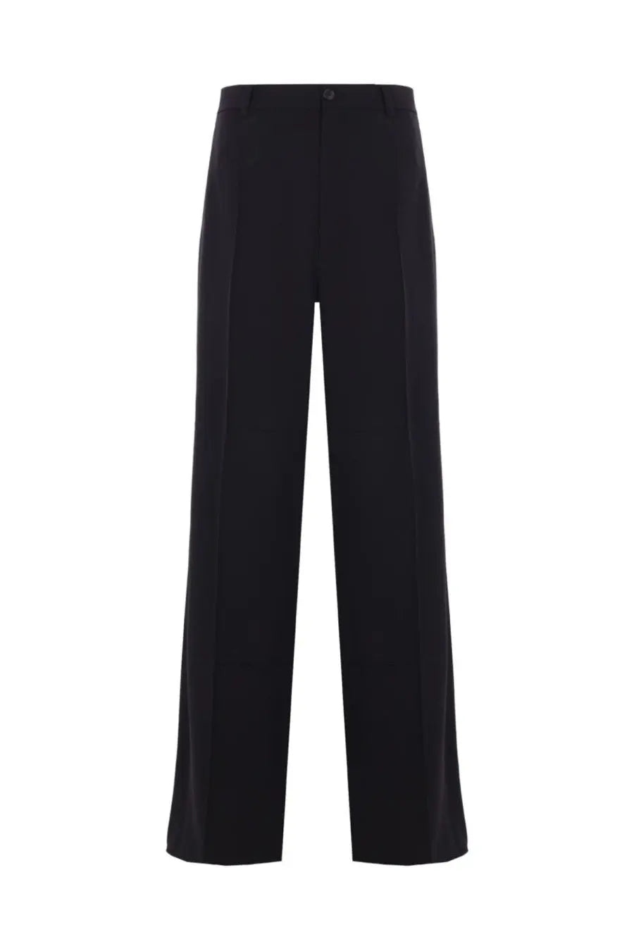 Black wide-leg balenciaga men’s wool blend tailored pants with sleek fit and subtle front pleats