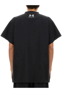 Black balenciaga x under armour unisex oversize t-shirt with white logo at the neckline