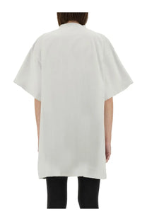 Balenciaga unisex oversize shirt white loose fitting off white cotton kimono style top with short sleeves and relaxed silhouette