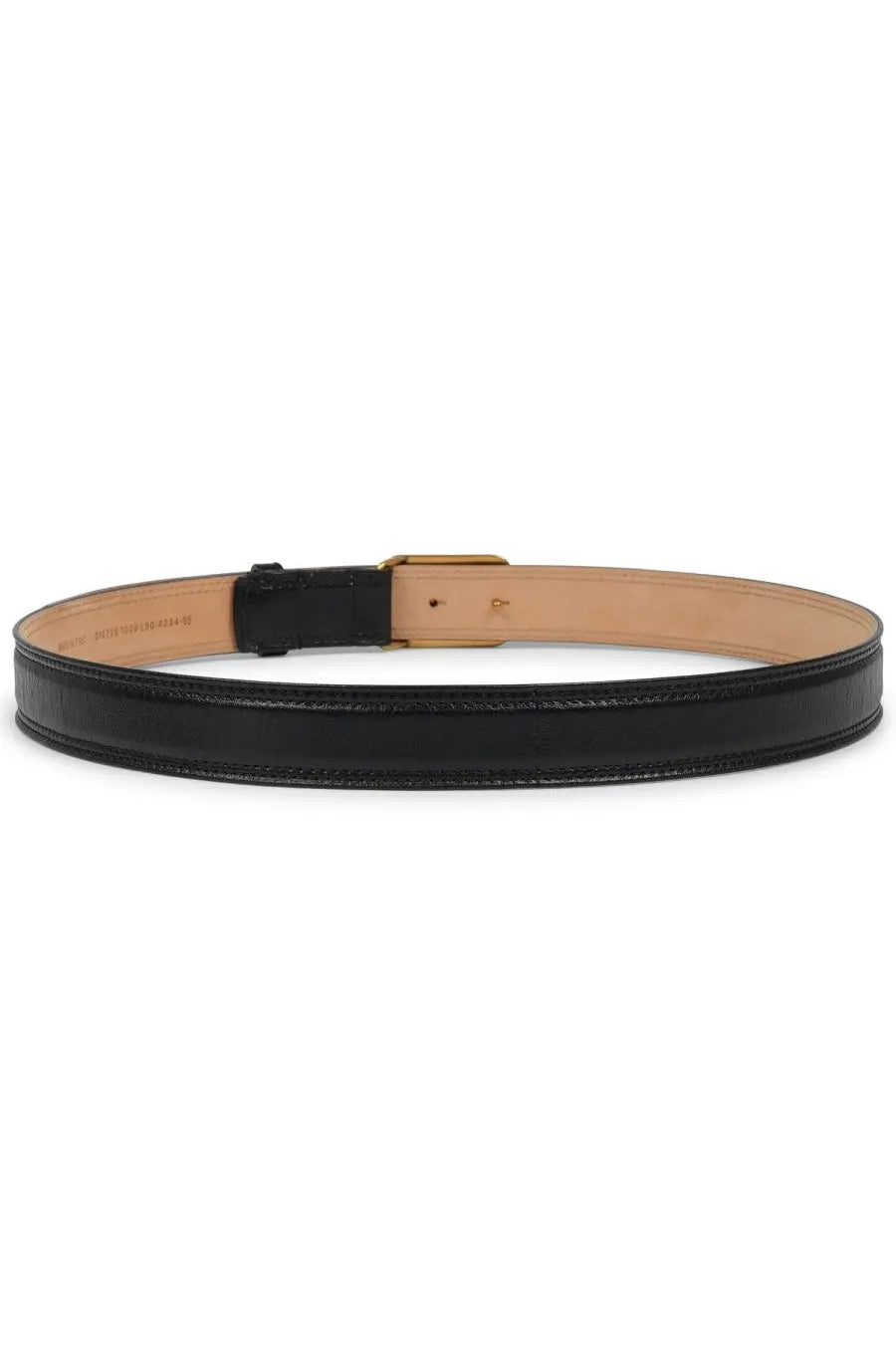 Balenciaga women’s black crocodile-embossed leather belt with gold-tone buckle for stylish wear