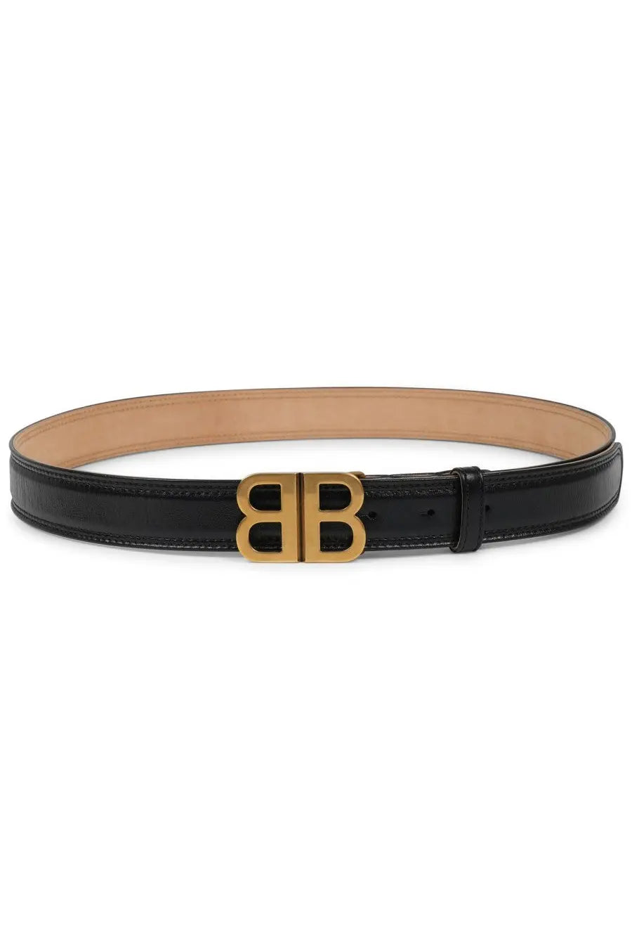 Balenciaga women’s black patent leather belt with gold-tone double b buckle perfect for stylish outfits
