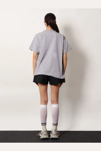 Balenciaga women’s boxy fit gray oversized short sleeve cotton t-shirt with a relaxed fit