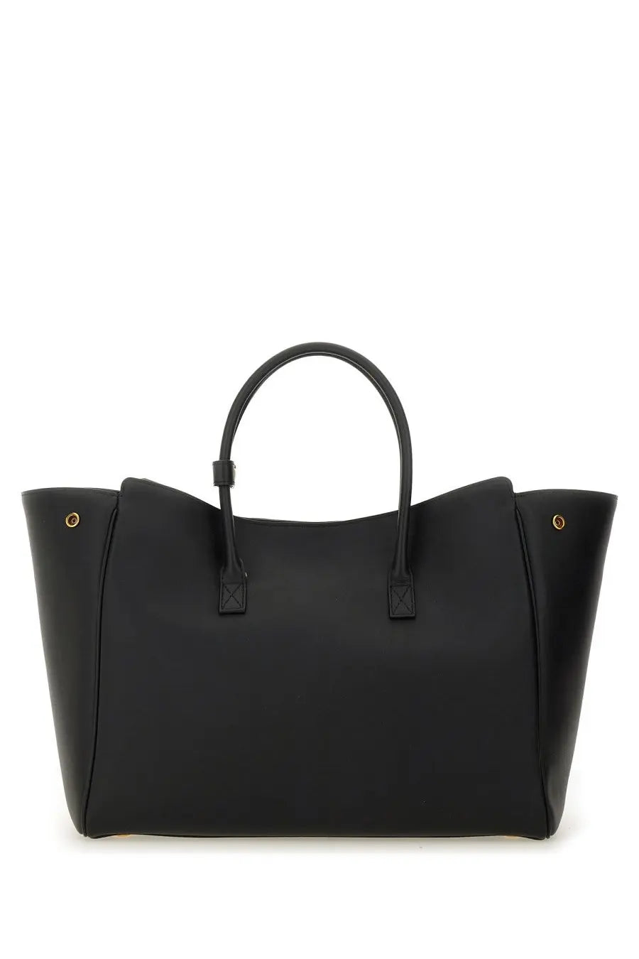 Balenciaga women’s black leather tote bag with gold-tone hardware and structured handles carry all Hampton bag