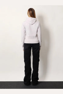 Balenciaga women’s cotton hooded sweatshirt white in light gray with relaxed fit and subtle horizontal seam detail