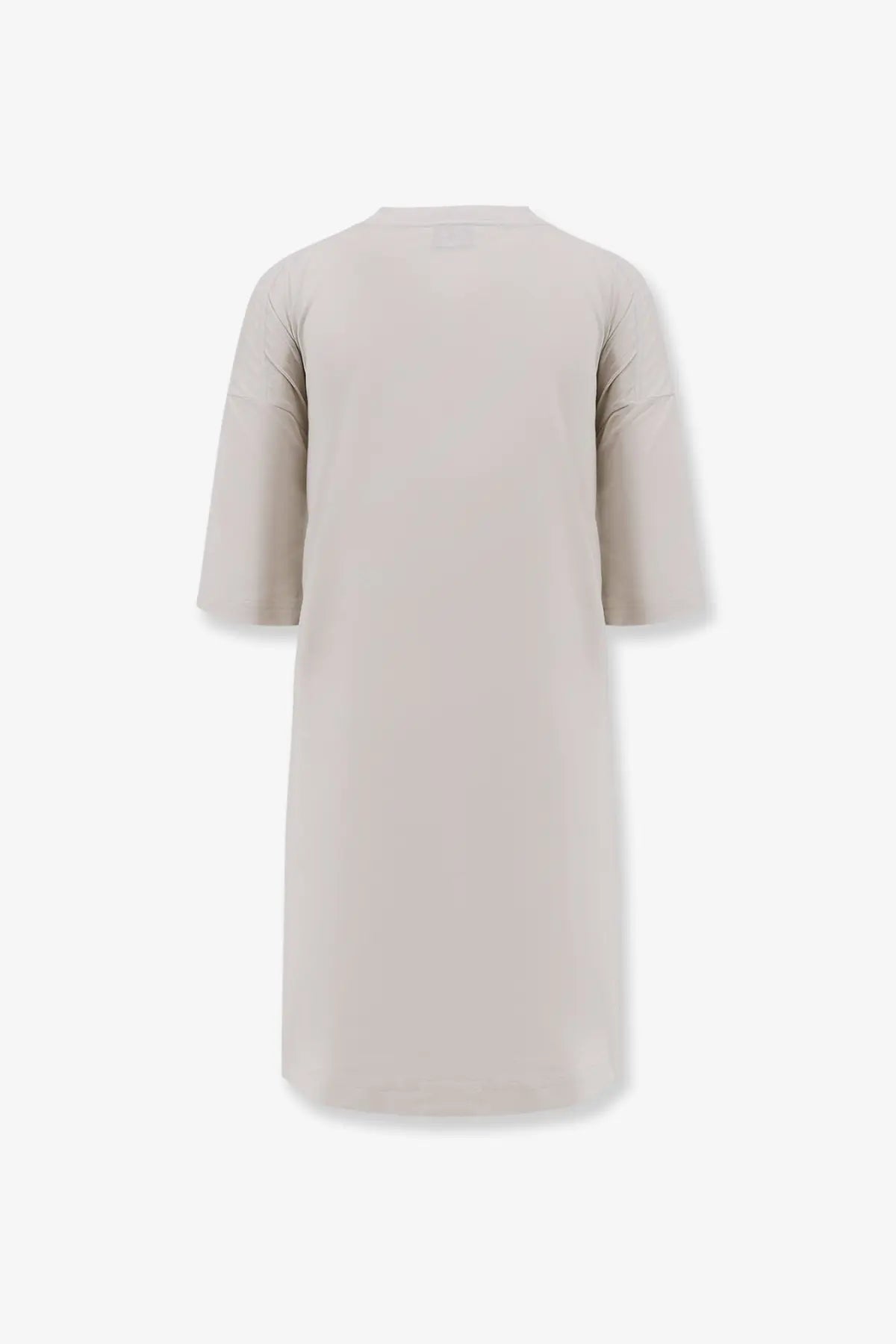 Balenciaga women’s white cotton jersey semi fitted short dress with relaxed fit and three quarter sleeves