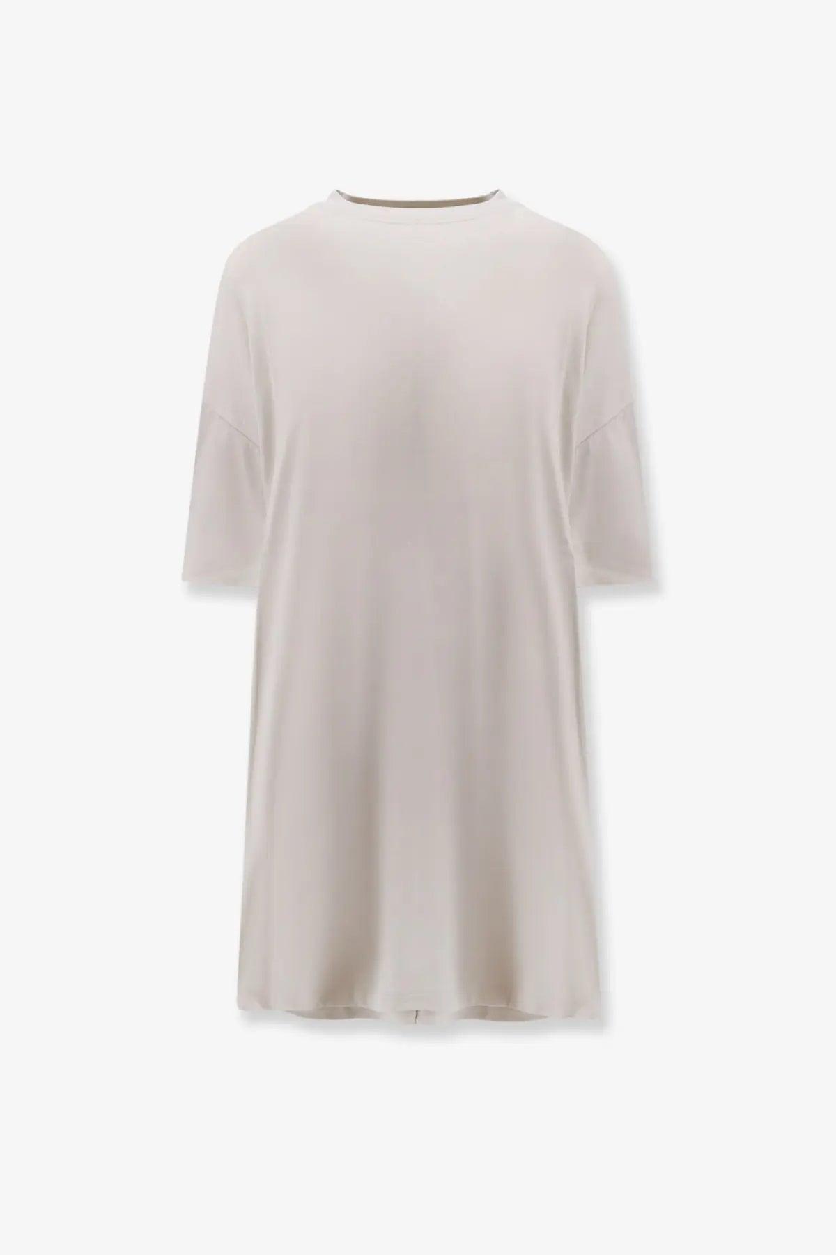 Balenciaga women’s cotton jersey semi fitted soft off-white t-shirt dress with short sleeves and round neckline