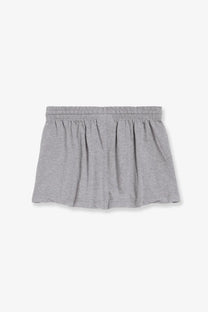 Balenciaga women’s cotton miniskirt in soft heather gray with stretchy elastic waistband and flared hem