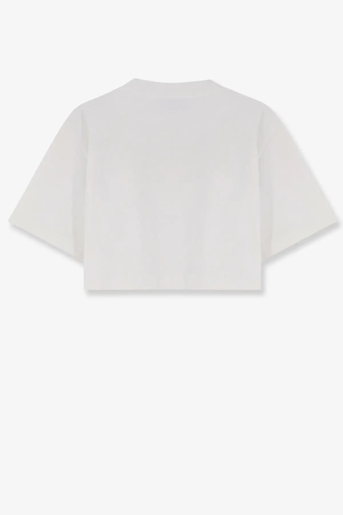 Balenciaga women’s white cotton cropped t-shirt with short sleeves and a simple crew neckline
