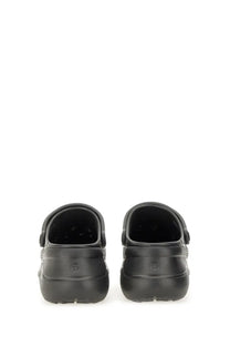 Balenciaga women’s black crocs clog sandals with textured rubber sole and molded strap design