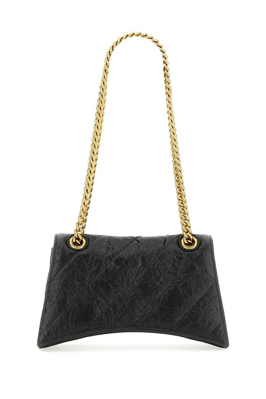 Balenciaga women’s crush small bag black black quilted leather handbag with gold-tone chain strap