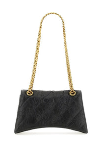 Balenciaga women’s crush small bag black black quilted leather handbag with gold-tone chain strap