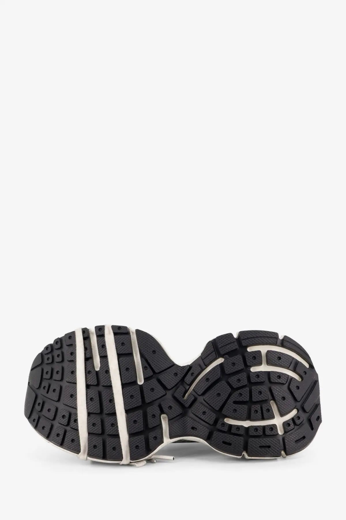 Balenciaga womens gradient mesh sneakers grey showing black and white rubber sole with chunky textured tread pattern