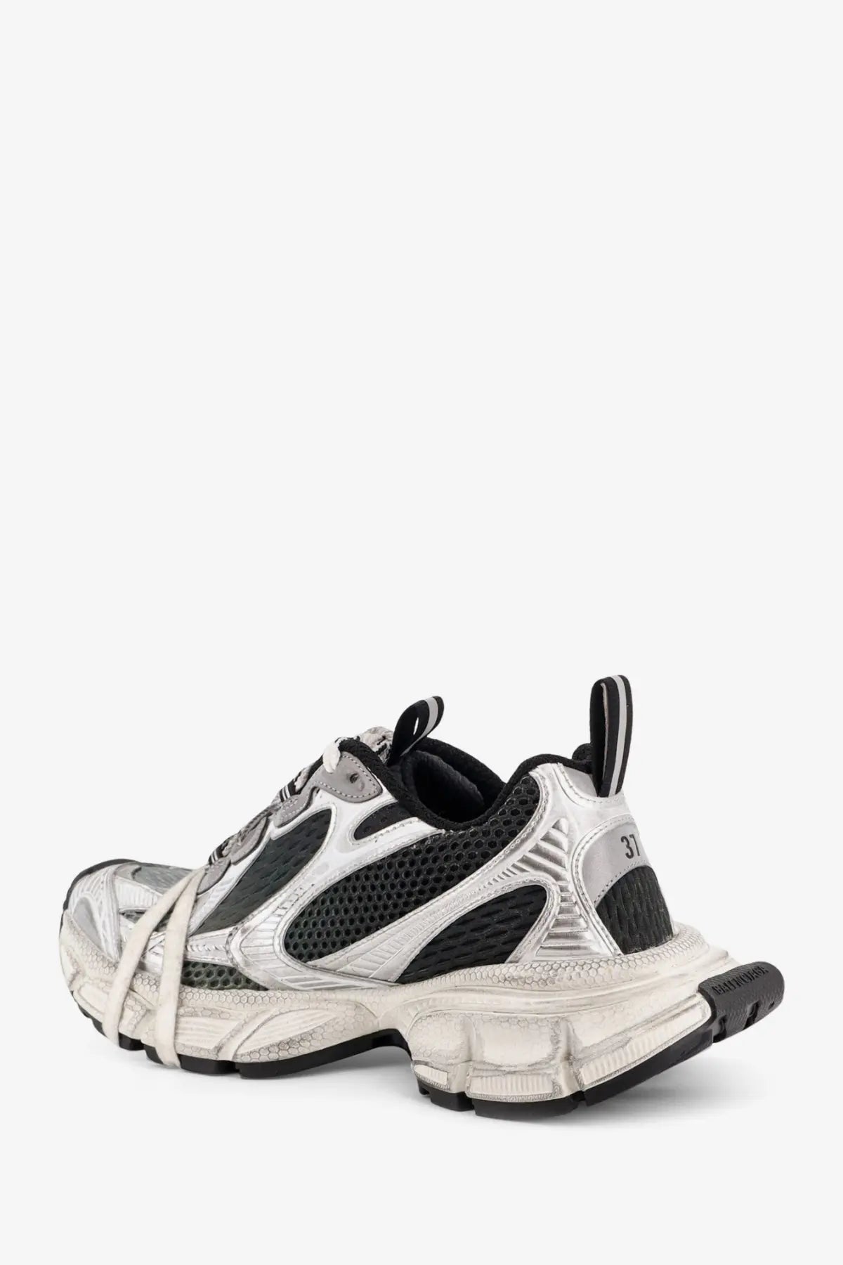 Balenciaga women’s grey silver and black mesh sneakers with chunky textured sole for casual wear