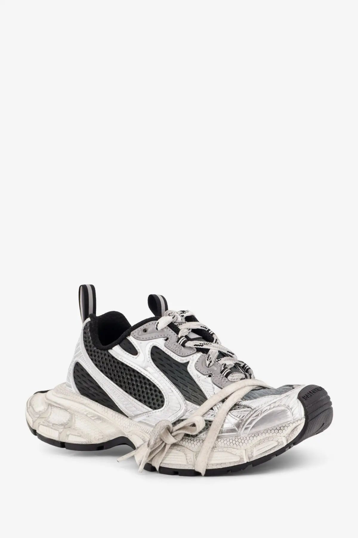 Balenciaga women’s grey silver and black mesh sneaker with chunky textured sole for casual wear