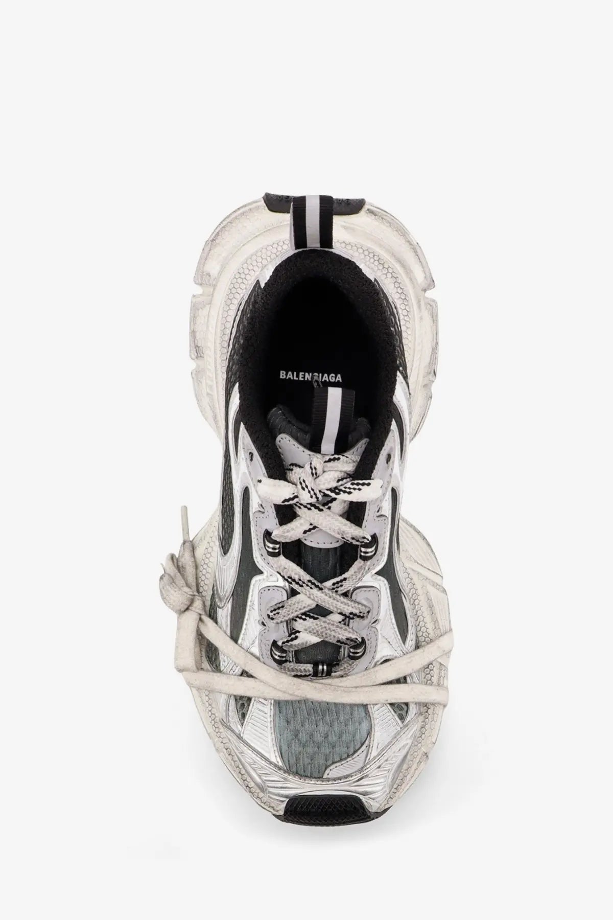 Balenciaga women’s gradient mesh sneakers grey with silver and black chunky triple s layered sole design