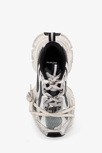 Balenciaga women’s gradient mesh sneakers grey with silver and black chunky triple s layered sole design
