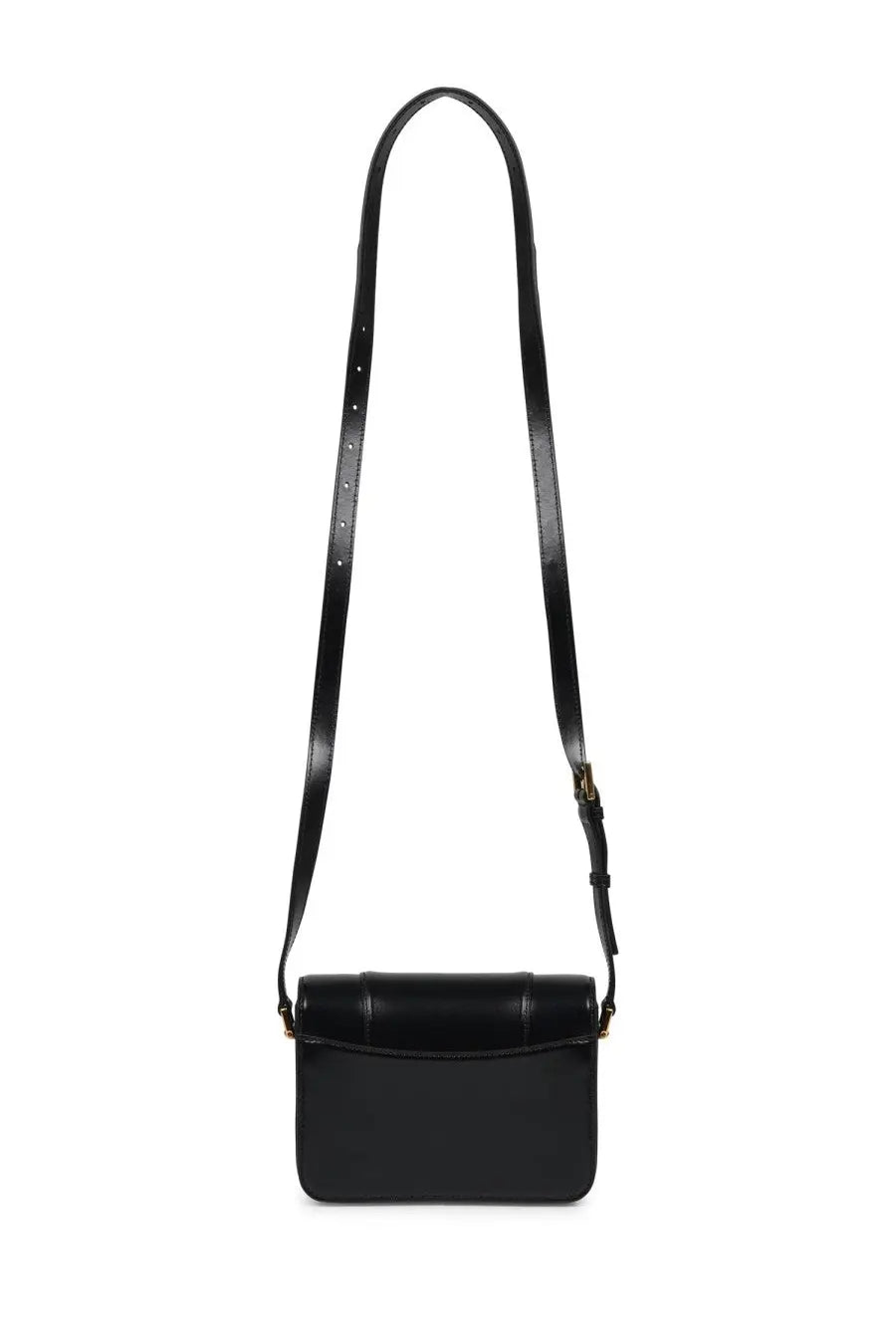 Balenciaga women’s hourglass small black leather crossbody bag with sleek minimalist design and gold tone hardware