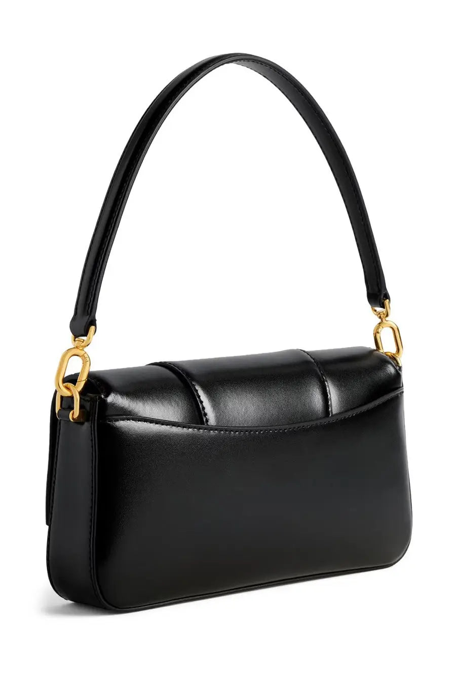 Balenciaga women’s hourglass small black leather handbag with gold-tone hardware and curved top handle