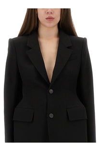 Balenciaga women’s hourglass jacket black tailored blazer with structured shoulders and two front flap pockets