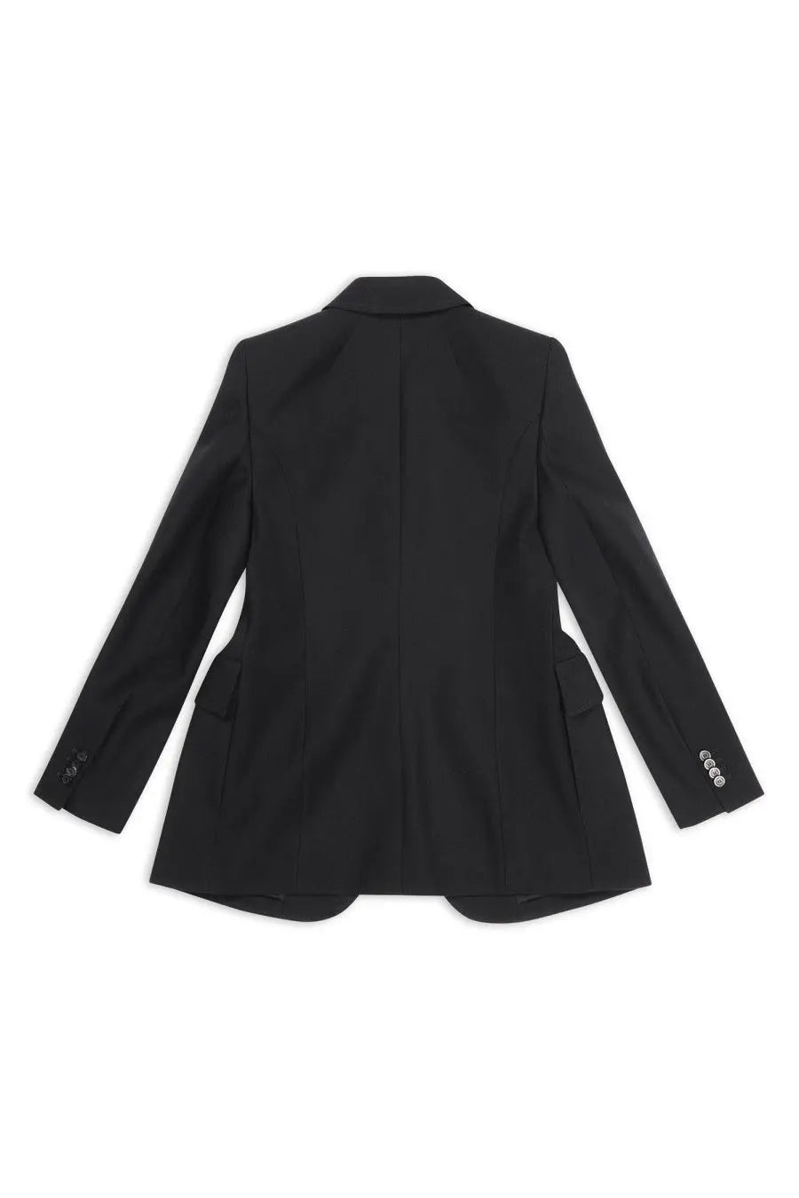Balenciaga women’s black tailored hourglass blazer with structured silhouette and three-button cuffs