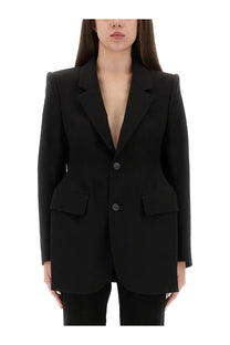 Balenciaga women’s hourglass jacket black tailored blazer with structured shoulders and two front buttons