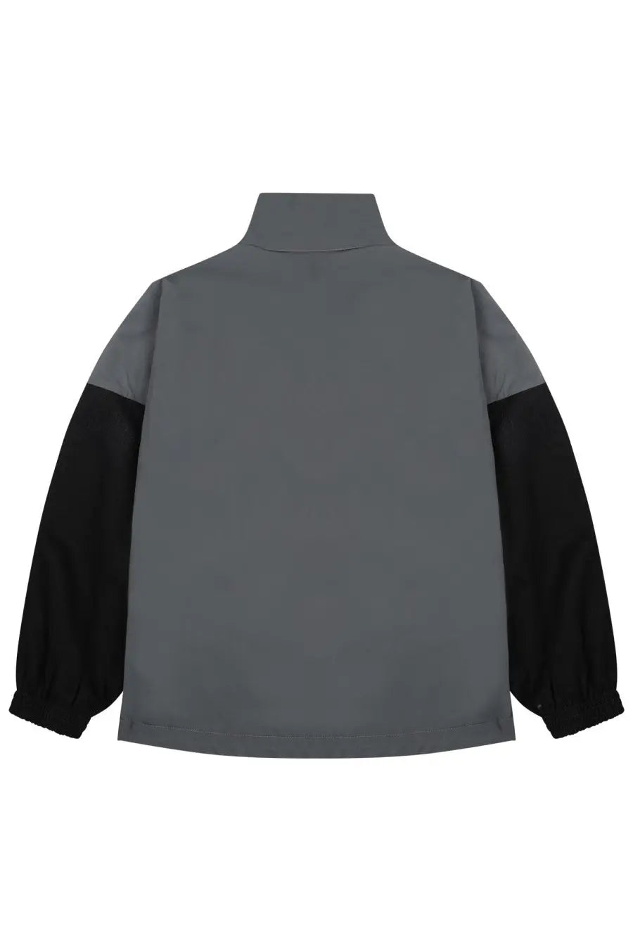 Balenciaga women’s gray and black color-blocked jacket with high collar for stylish outerwear