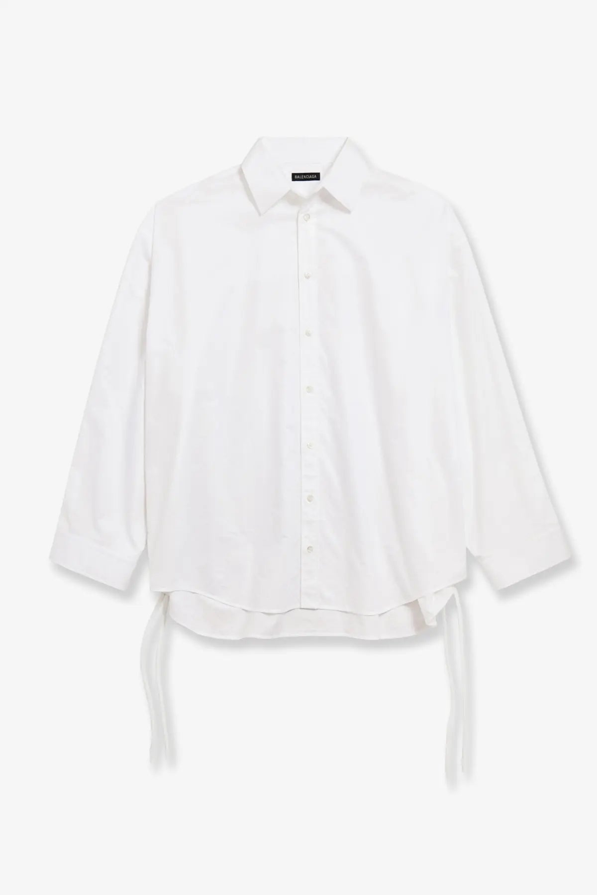 White balenciaga women’s lace up cotton shirt with loose fit and tie side details