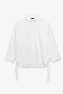 White balenciaga women’s lace up cotton shirt with loose fit and tie side details